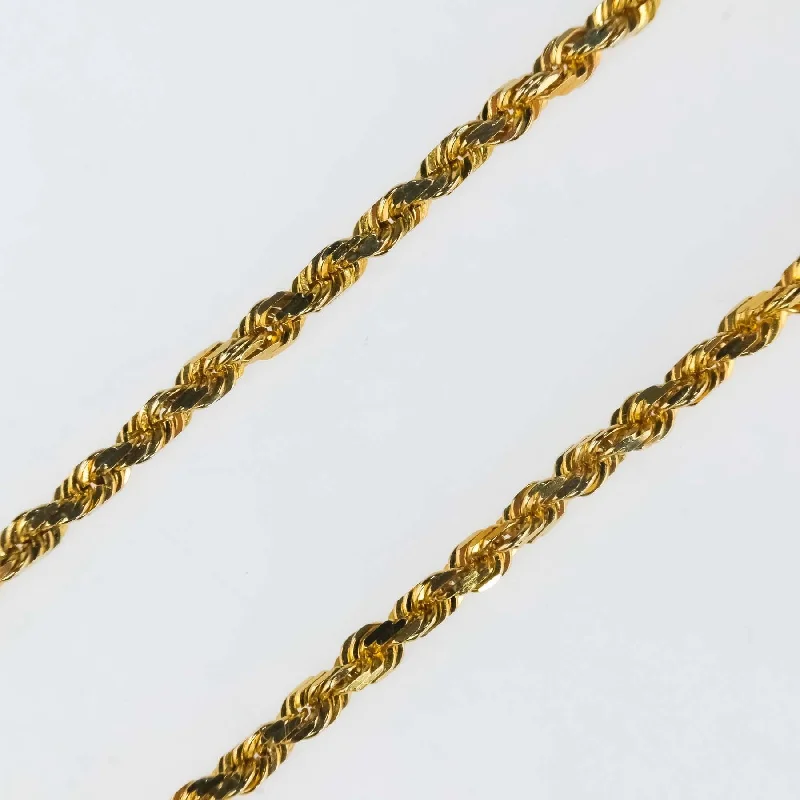 Ladies Necklaces with Lotus Spark-2mm Wide Rope Link 20" Chain Necklace in 14K Yellow Gold