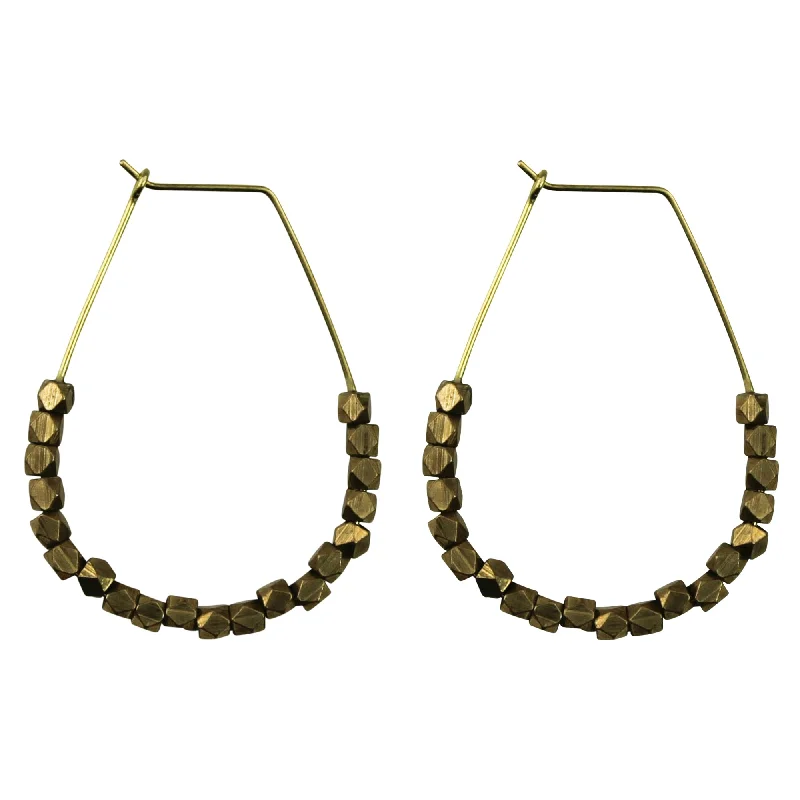 Ladies Halo Accent Rings -Bodhi Drop Earring with Truncated Brass Beads