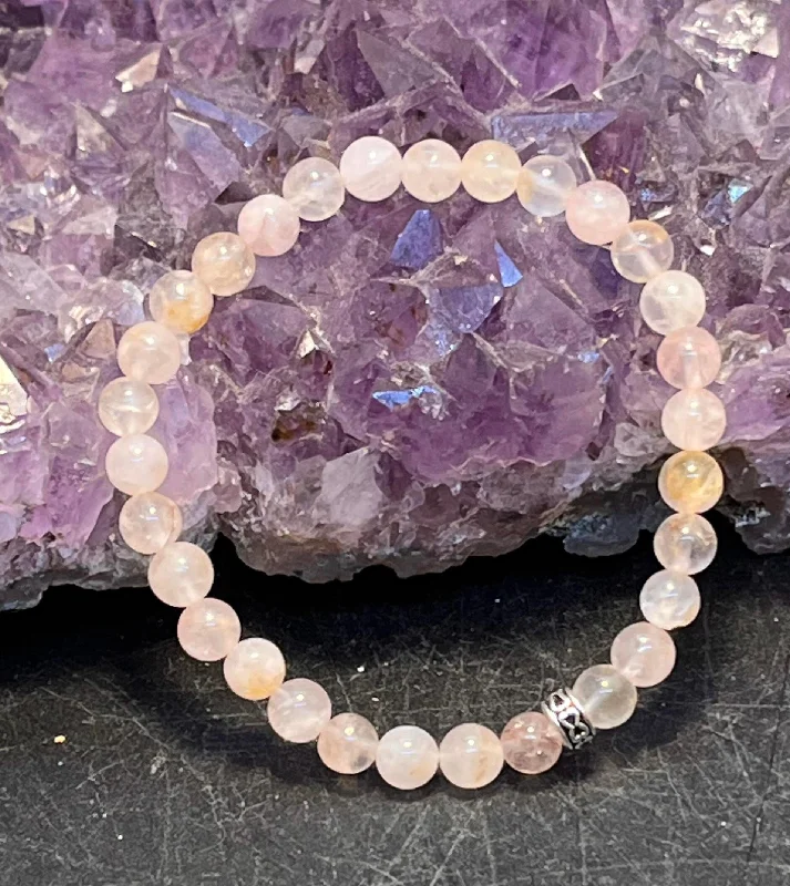 Ladies Bracelets in Rose Glow-Rose Quartz 6mm Stretchy Bracelet