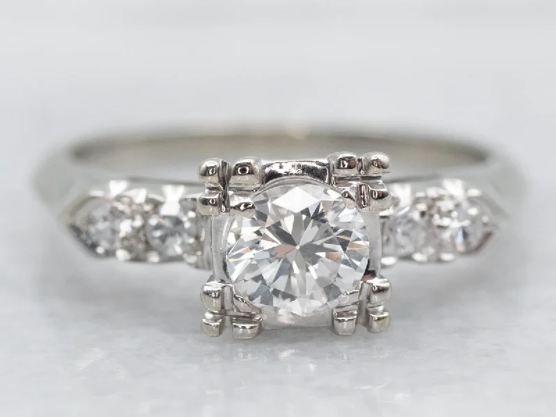 Ladies Natural Diamond Engagement Rings -Retro Era Diamond Engagement Ring