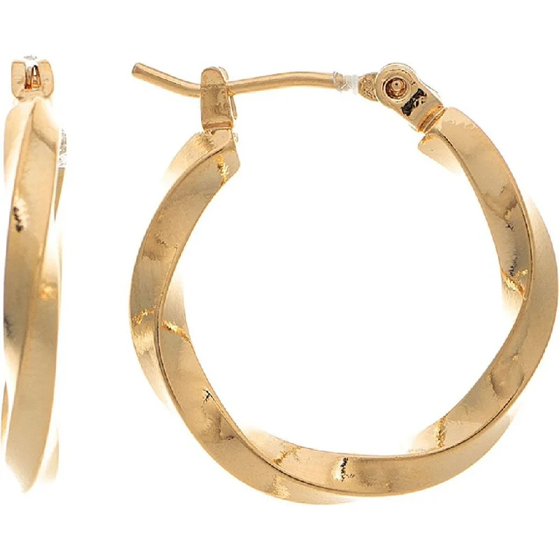 Ladies Glimmering Earrings -Rain : Gold 14k Plated Hypoallergenic Twisty Wire .75" Hoop Earrings