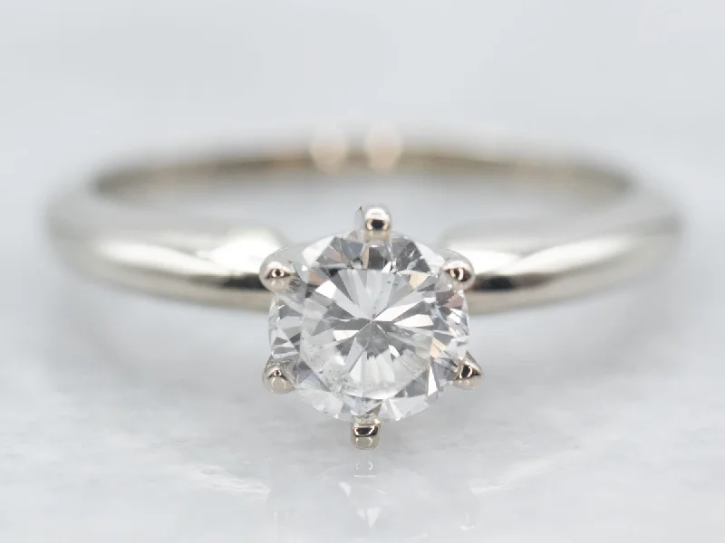 Ladies Minimalist Engagement Rings -Classic Diamond Solitaire Engagement Ring