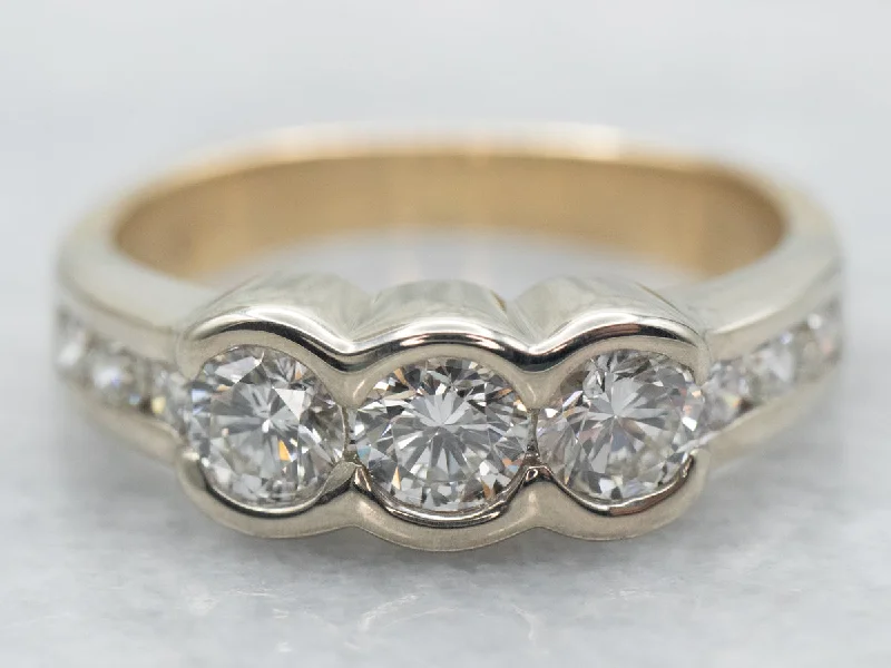 Ladies Braided Band Engagement Rings -Modern Past Present and Future Diamond Engagement Ring