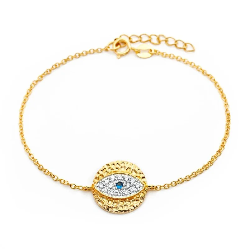 Ladies Bracelets for Explorer Glow-Silver 925 Gold Plated Evil Eye CZ Bracelet - BGB00167