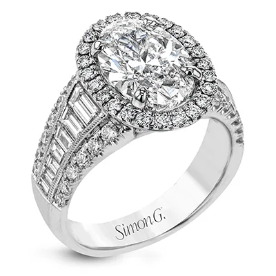 Ladies Platinum Engagement Rings -Oval-Cut Halo Engagement Ring In 18k Gold With Diamonds LR1164-OV