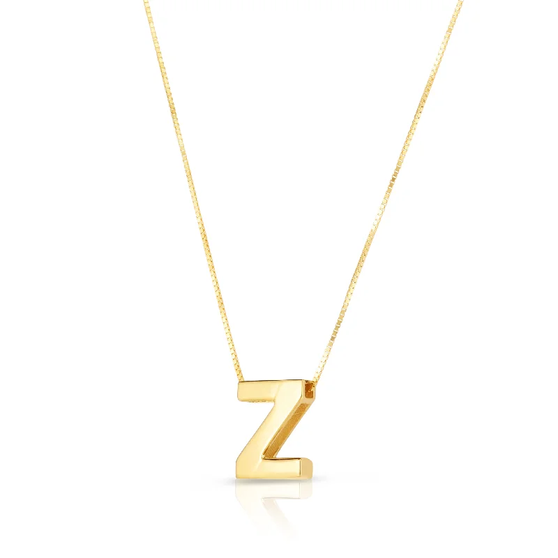 Ladies Necklaces for Girl Spark-14K Gold Block Letter Initial Z Necklace