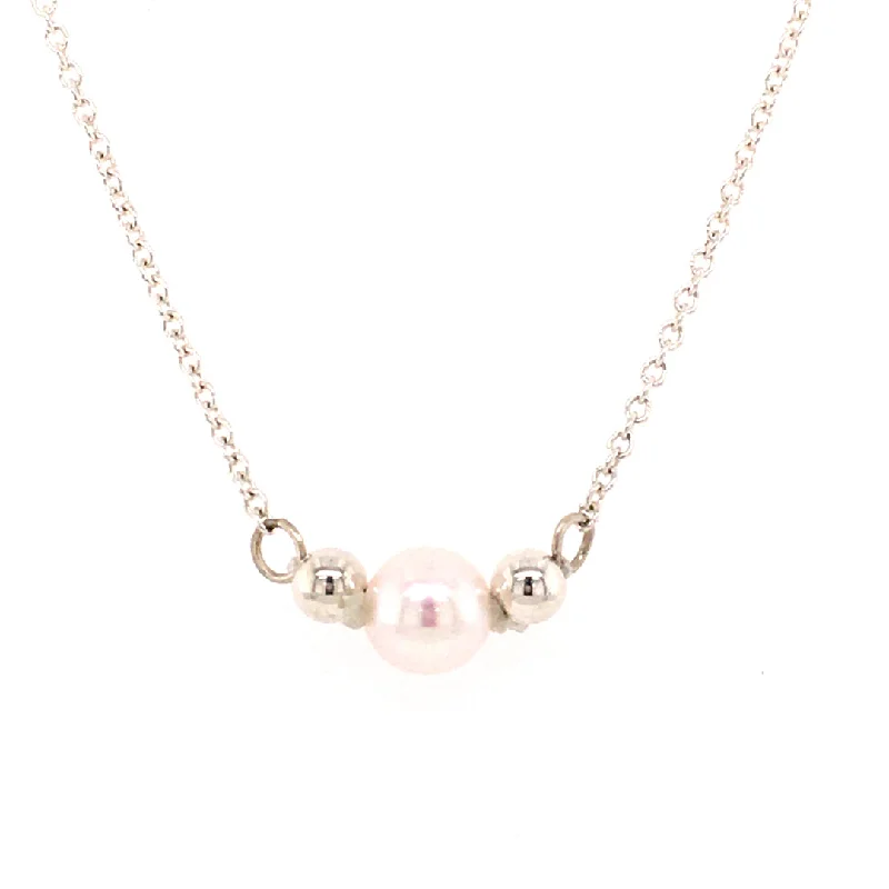 Ladies Necklaces with Globe Spark-One Pearl Add-A-Pearl Necklace in Yellow Gold by B&C