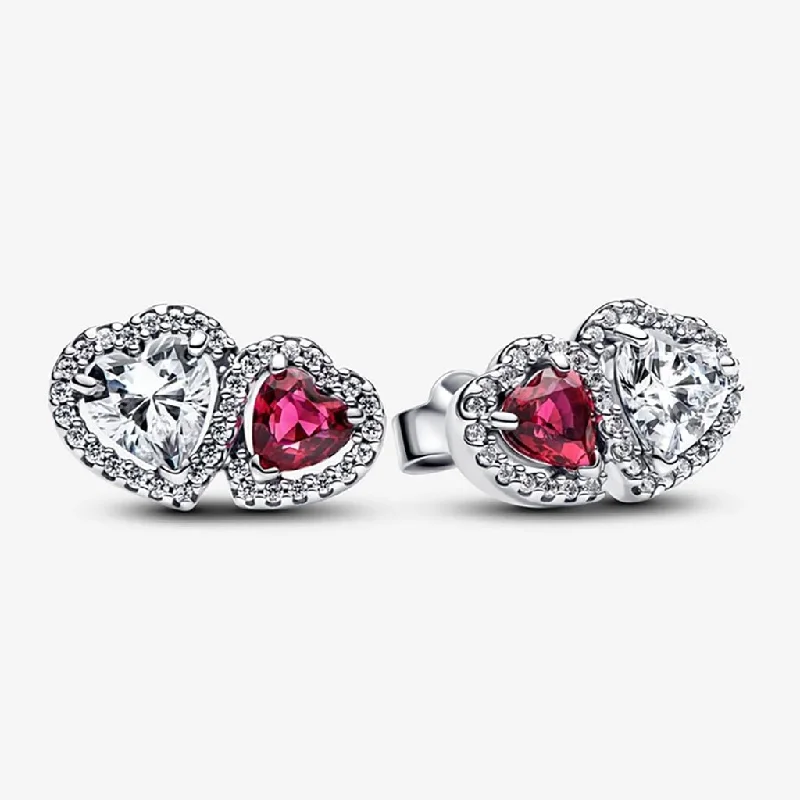 Ladies Luminous Drop Earrings -PANDORA : Halo Hearts Stud Earrings