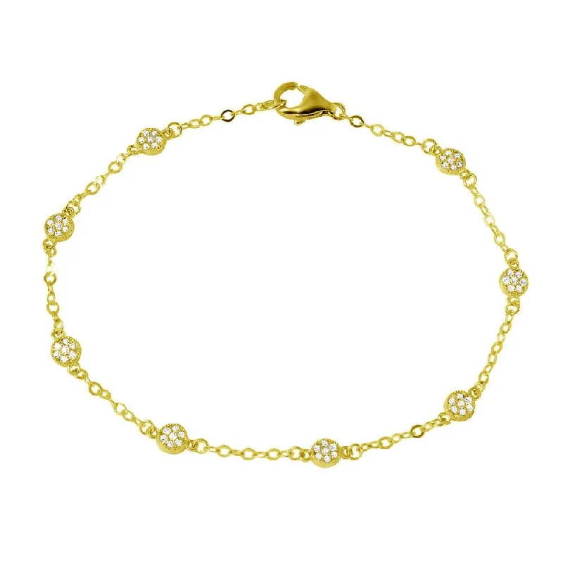 Ladies Bracelets for Music Glow-Gold Plated 925 Sterling Silver Small Round Floral CZ Bracelet - GMB00020GP