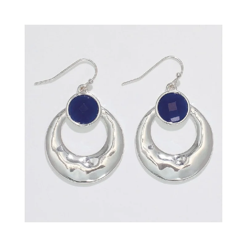 Ladies Swarovski Sparkle Earrings -Periwinkle by Barlow :  Silver drops with faceted Navy Crystals - Earrings