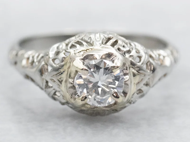 Ladies Inspirational Engagement Rings -Art Deco 1920's Diamond Solitaire Engagement Ring