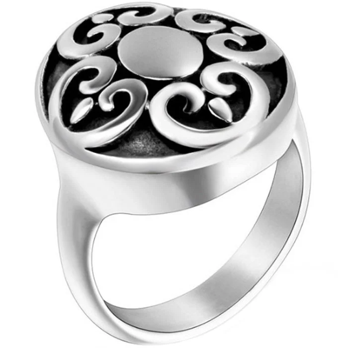 Ladies Memory Gem Rings -Stainless Steel Filigree Ring