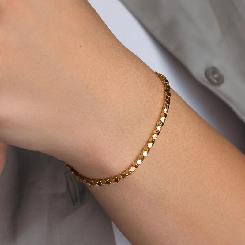 Ladies Bracelets with Lock Glow-Silver 925 Gold Plated Skinny Multi Circle Italian Bracelet - ITB00015GP