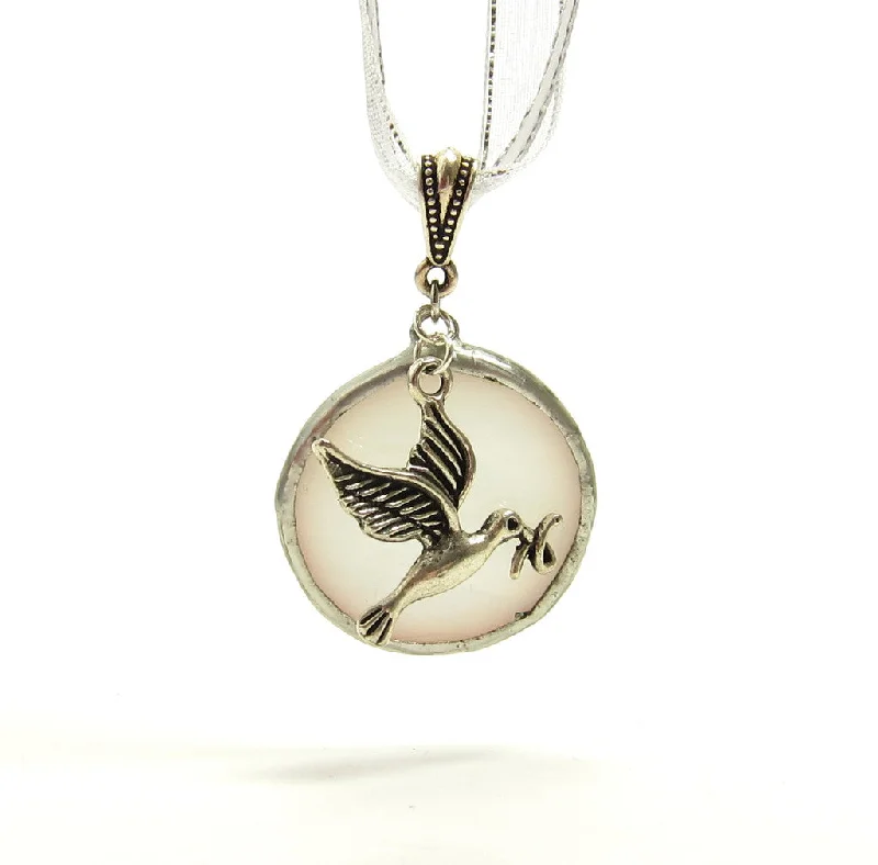 Ladies Necklaces for Dream Spark-Stained Glass Dove Necklace - Peace on Earth Pendant