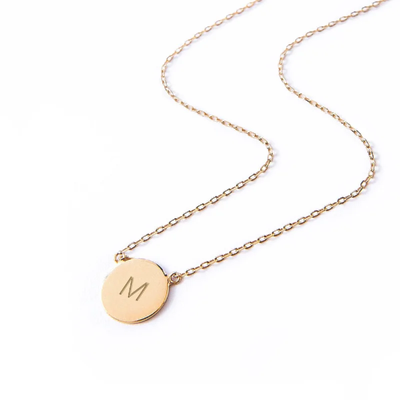 Ladies Necklaces for Winter Glow-Initial Disc Necklace