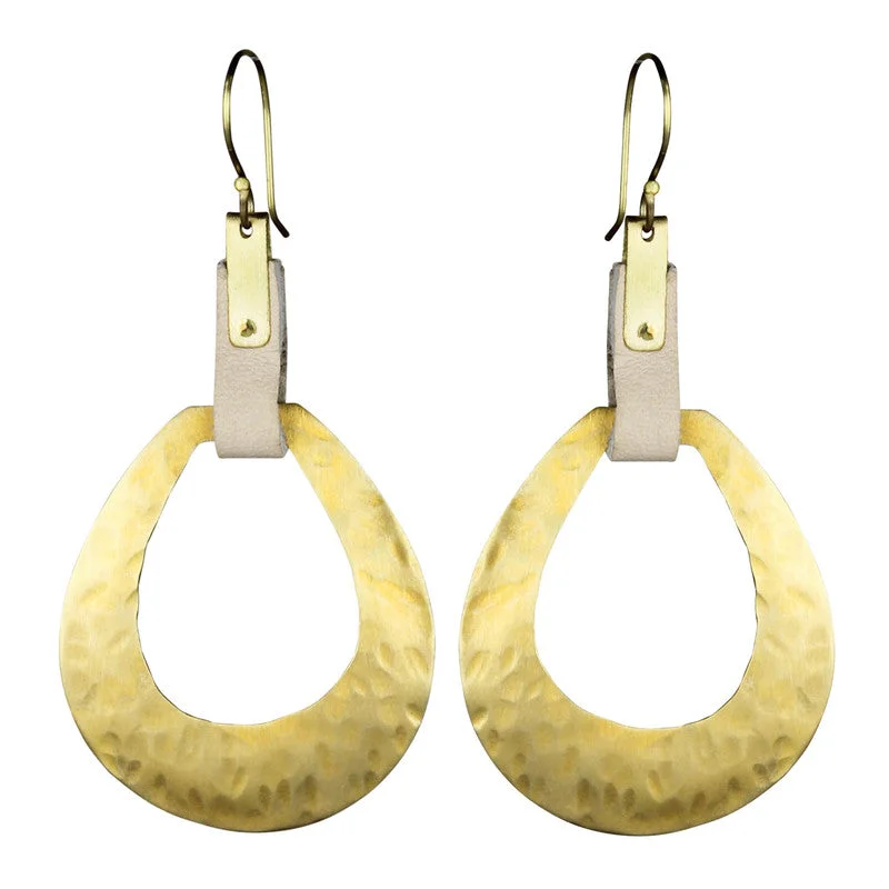 Ladies Elegant Fine Rings -Palmer Earring, Brass & Leather