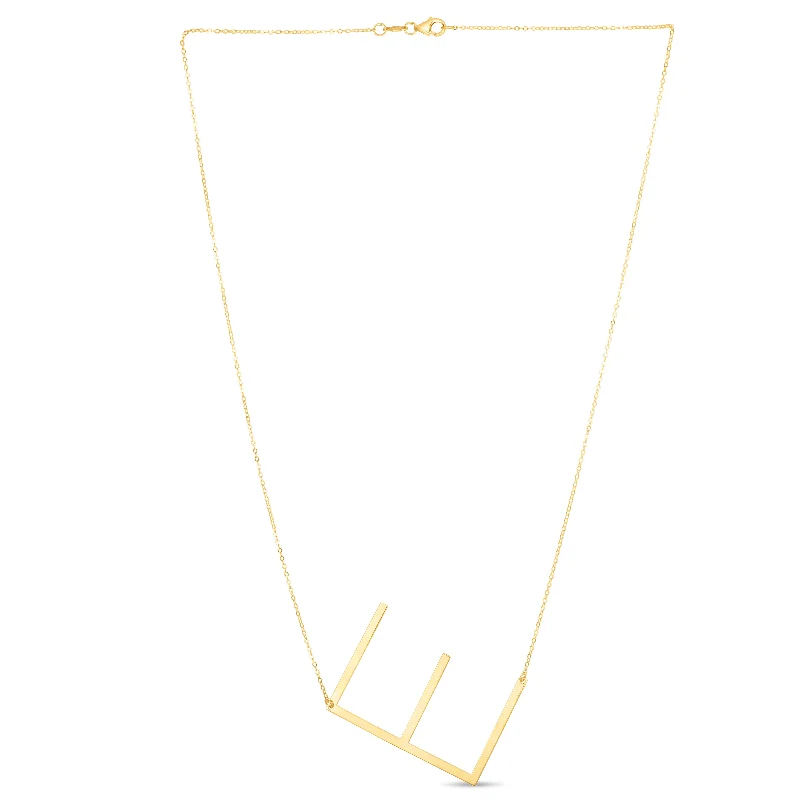 Ladies Necklaces with Blue Jeremejevite-14K Gold Large Initial E Necklace