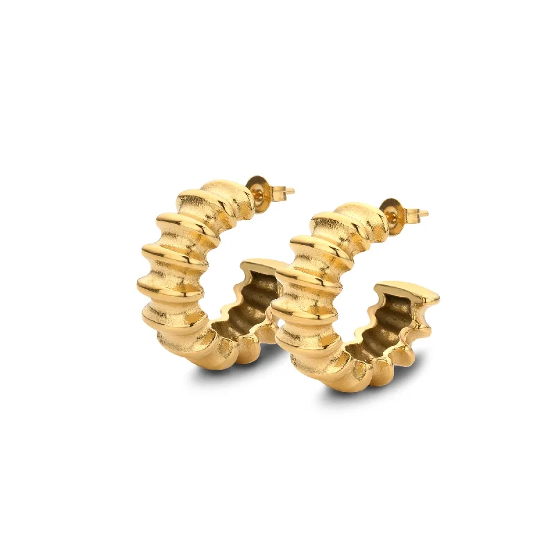 Ladies Cushion Cut Rings -Wave earring gold