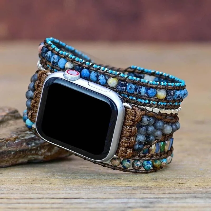 Ladies Bracelets with Teal Cavansite-Retro Apple Watch Band Bracelet