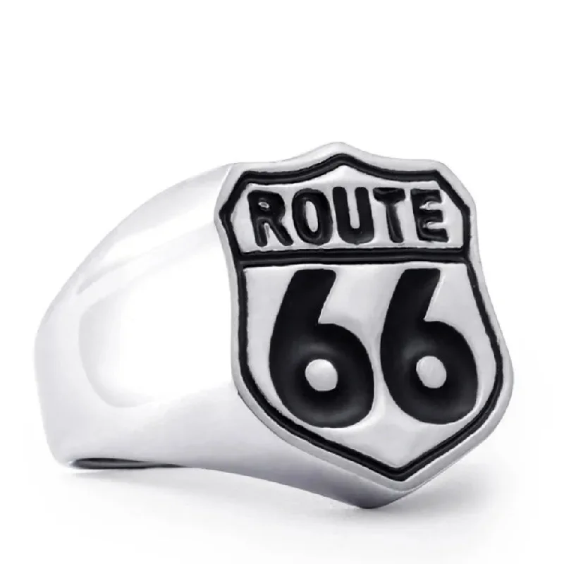 Ladies Country Charm Rings -Stainless Steel Classic  Route 66 Ring