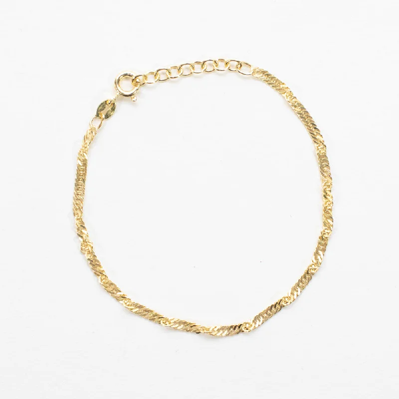 Ladies Bracelets with Plum Axinite-Gold Plated Singapore Chain Bracelet