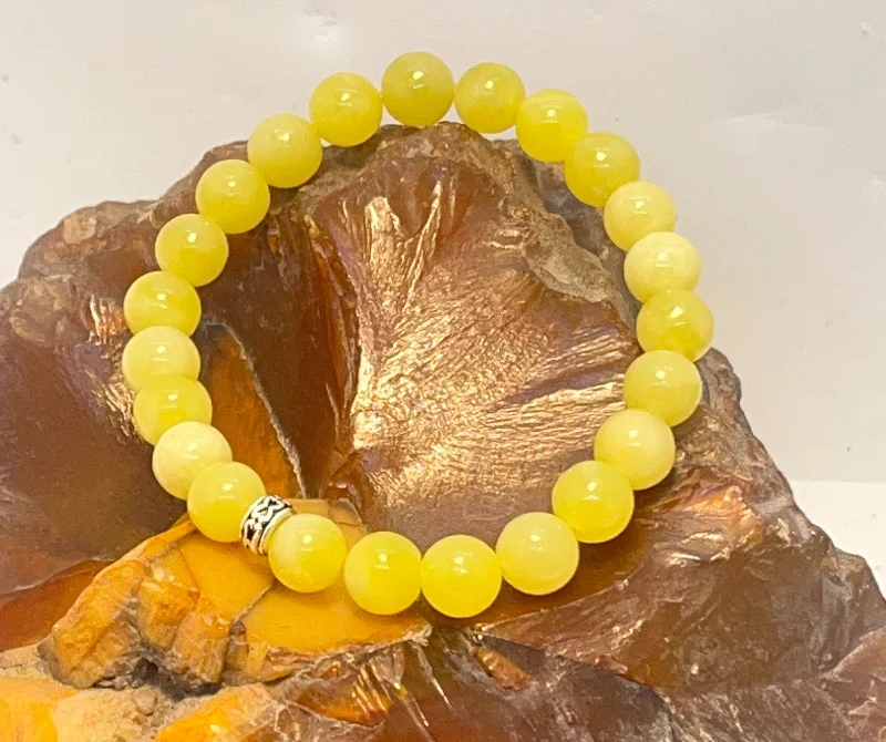 Ladies Bracelets with Rust Brookite-Yellow Serpentine 8mm Stretchy Bracelet