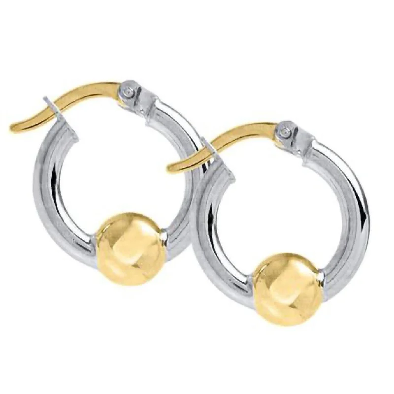 Ladies Eye-Catching Hoop Earrings -LeStage® Cape Cod : Extra Small Beaded Hoop Earrings in Sterling Silver and 14kt Gold