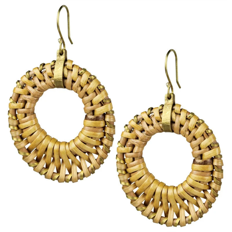 Ladies Round Cut Rings -Biscayne Rattan Earring, Oval