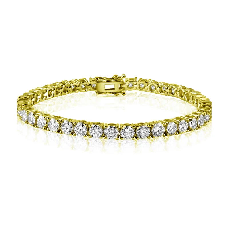 Ladies Bracelets for Niece Spark-Gold Plated 925 Sterling Silver Moissanite Stone 5mm Tennis Bracelet - MGMB00087GP