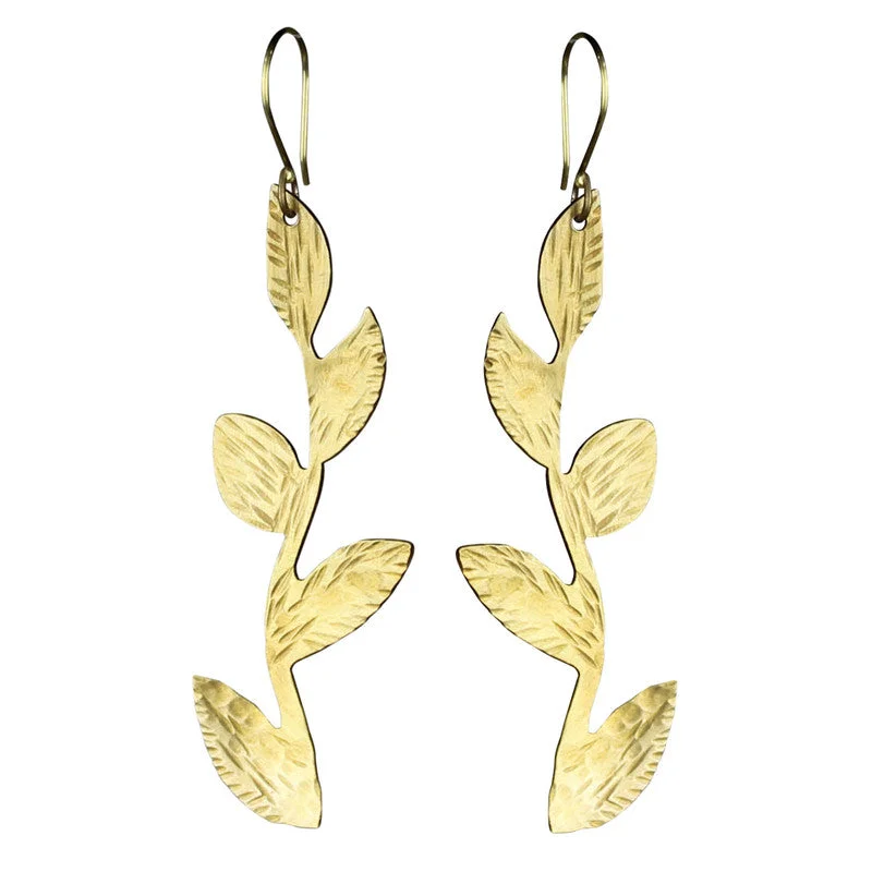 Ladies Celestial Charm Rings -Liza Earring, Brass - Branch with Leaves