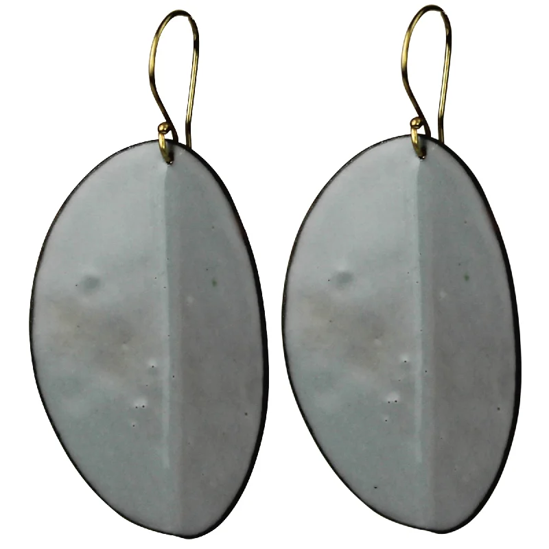 Ladies Wide Band Rings -Earring - Creased Oval, Grey