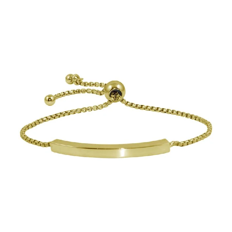 Ladies Bracelets with White Phenakite-Gold Plated 925 Sterling Silver Round Box Chain ID Bar Bracelet - ITB00219GP