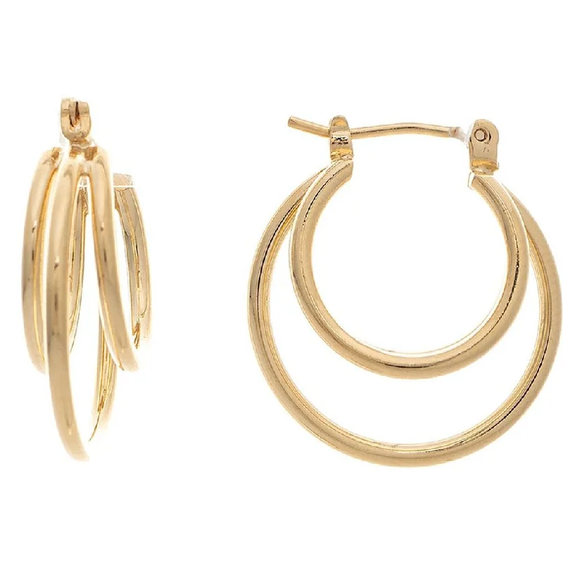 Ladies Colorful Drop Earrings -Rain : Gold 14k Plated Hypoallergenic 3 Wire .75" Hoop Earring