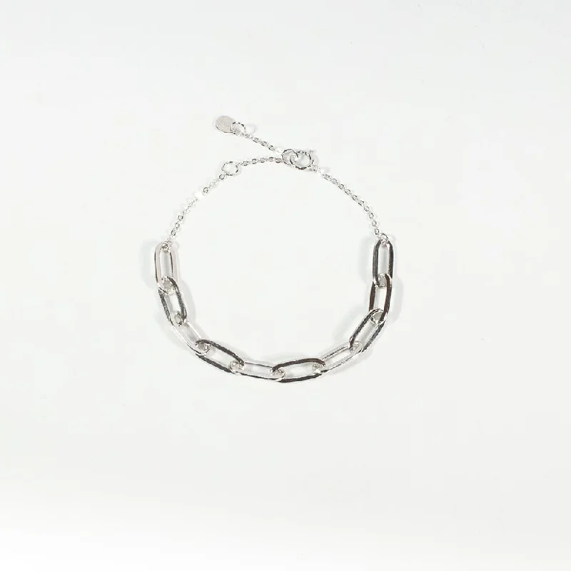 Ladies Bracelets with Moon Gems-Small Paperclip & Chain Bracelet