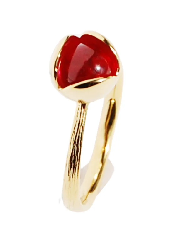 Ladies Red Gem Rings -04. Bud Floret Burgundy Ring