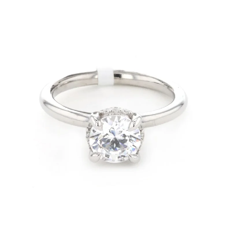 Ladies Statement Engagement Rings -0.10 ctw Diamond Hidden Halo Engagement Ring