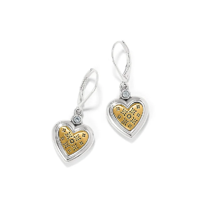 Ladies One-of-a-Kind Earrings -Brighton : Mosaic Heart Two Tone Leverback Earrings