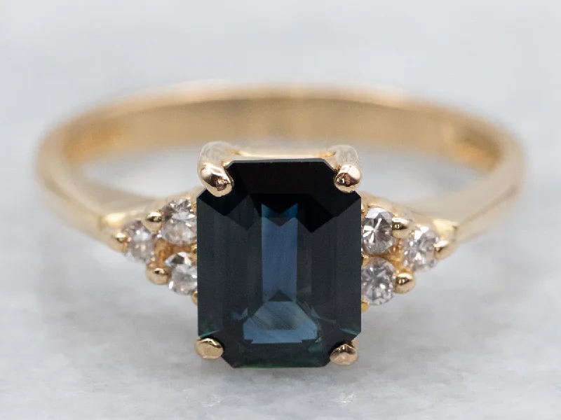 Ladies Lab-Grown Engagement Rings -Sapphire Engagement Ring with Diamond Accents