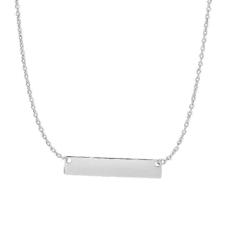 Ladies Necklaces with Cyan Richterite-14K Gold Small Polished Bar Necklace