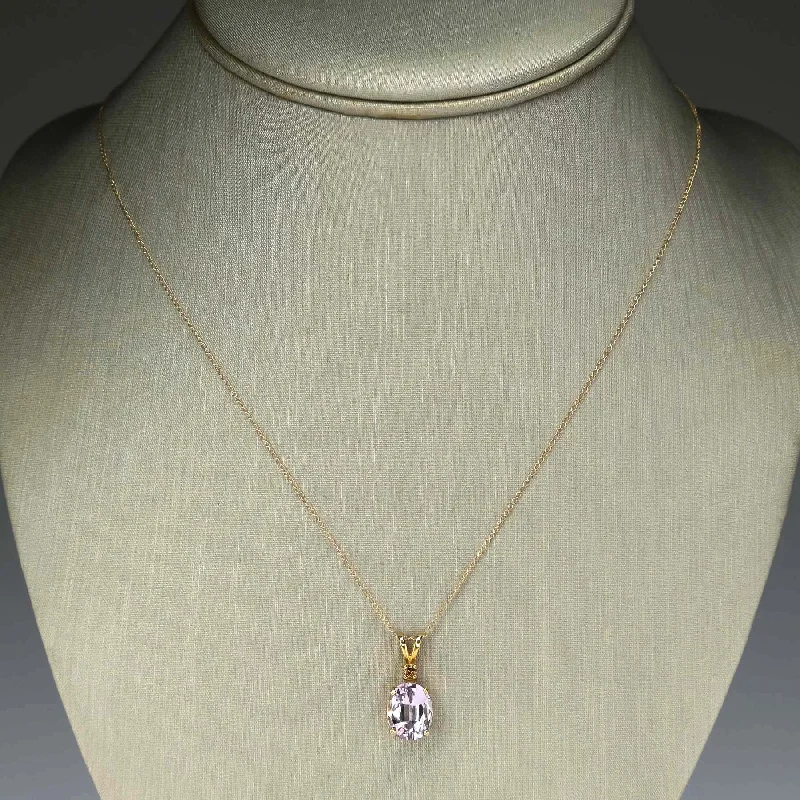 Ladies Necklaces with Celestial Glow-Morganite with Diamond Accent Gemstone Pendant 18" Necklace in 14K Yellow Gold