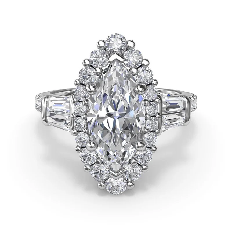 Ladies Inspirational Engagement Rings -Marquise Baguette Diamond Engagement Ring S4262