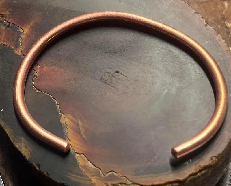 Ladies Bracelets with Custom Charm-Plain Copper Bangle Bracelet Hand Made