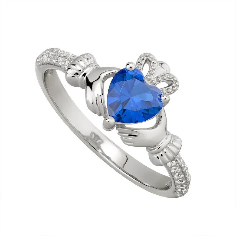 Ladies Soulful Spirit Rings -SEPTEMBER Birthstone Sterling Silver Claddagh Ring S-S21062-9