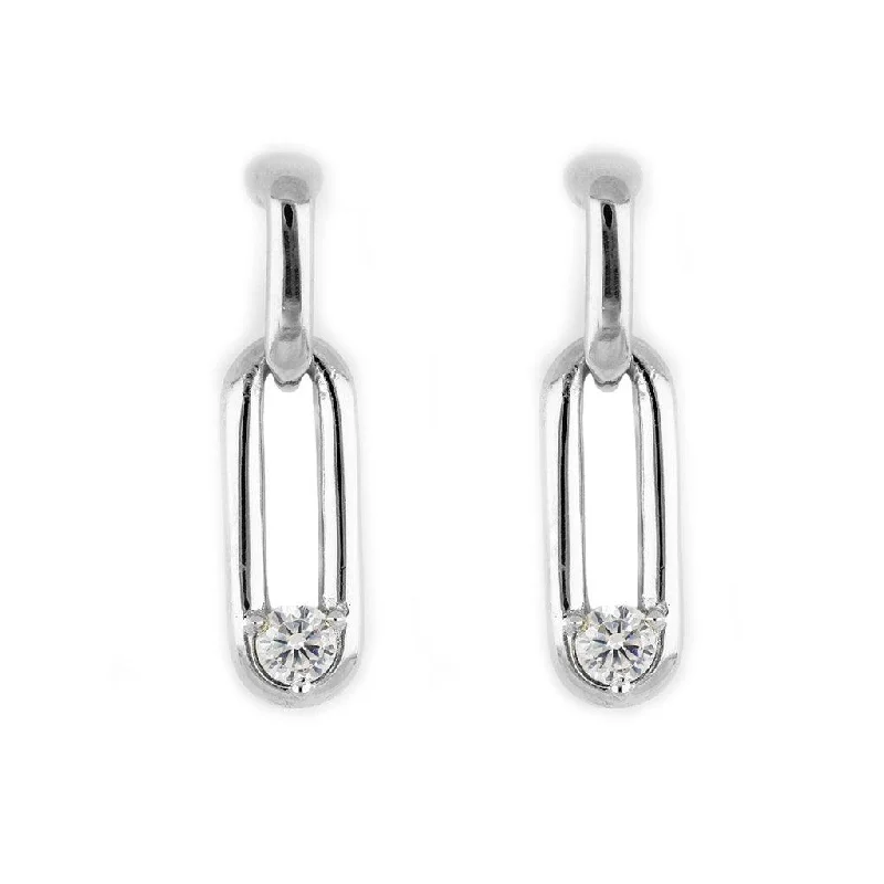 Ladies Spring Bloom Earrings -John Medeiros : Diamante Large Two Link CZ Stud Earring