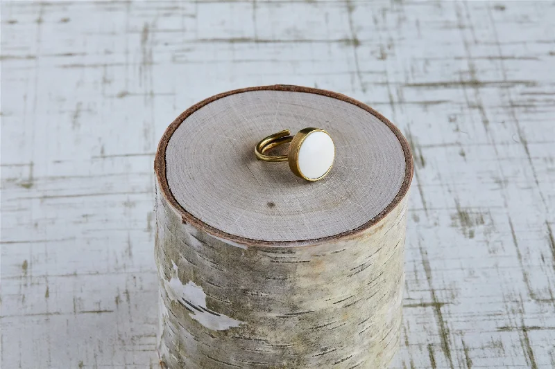 Ladies Solid Heavy Rings -Penny Ring, Brass, Bone