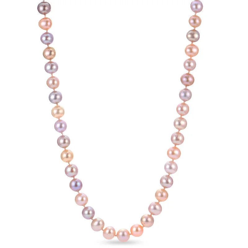 Ladies Necklaces with White Colemanite-Sterling Silver Freshwater Pearl Necklace