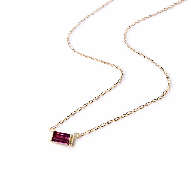 Ladies Necklaces Braided Shine-Baguette Gemstone Necklace - Ruby