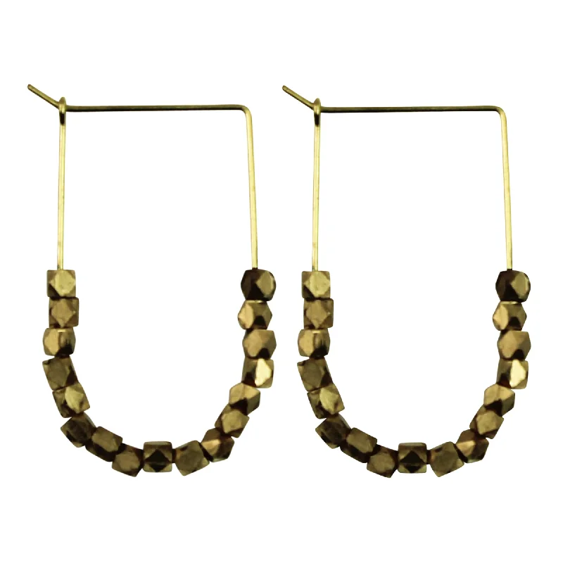 Ladies Bar Set Rings -Bodhi Arch Earring with Truncated Brass Beads