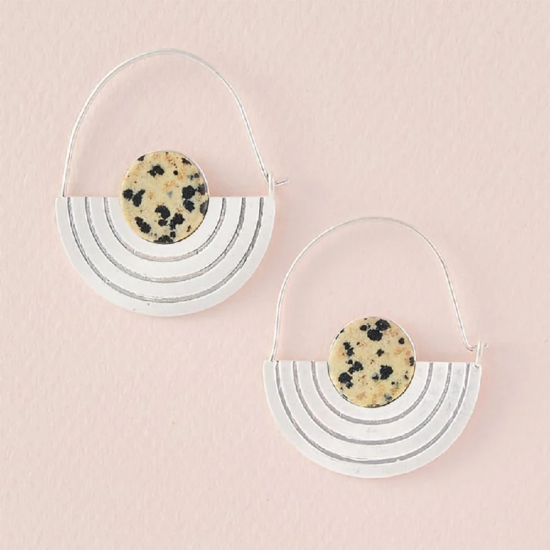 Ladies Floral Wreath Earrings -Scout Curated Wears : Stone Orbit Earring - Dalmatian Jasper/Silver