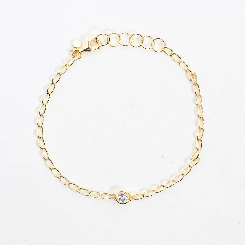 Ladies Bracelets with Royal Lapis-Gold Vermeil White Topaz Curb Chain Bracelet